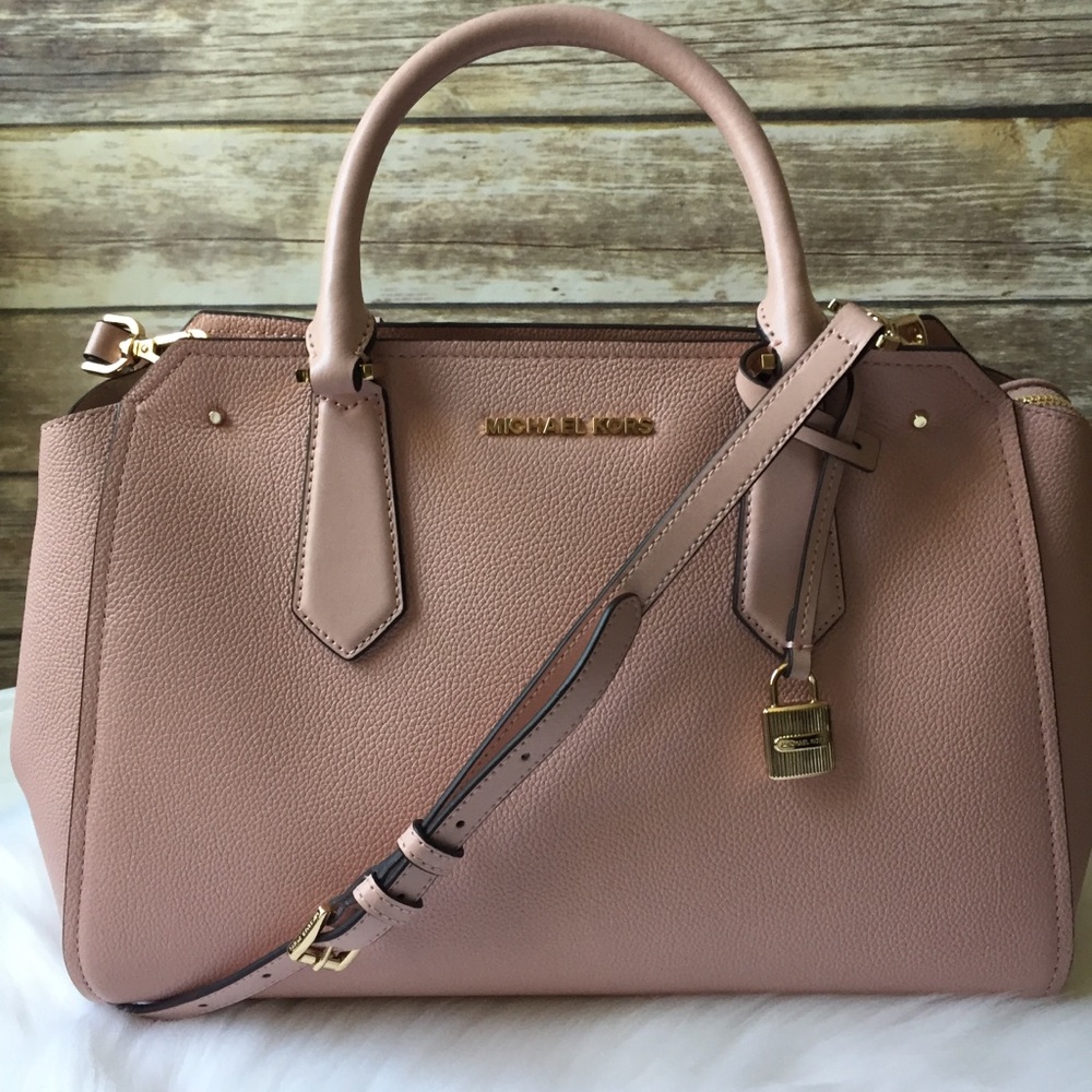 Michael Kors Hayes pink large satchel leather bag - Picture 1 of 7